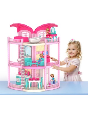 Toha Bella'nın Masal Evi - Aksesuarlı 3 Katlı Bebek Evi ve Model Bebek Seti | 3+ Yaş Eğitici Rol Oyuncak