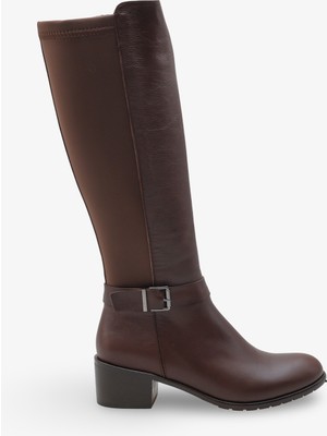 Fidelya Kadın Topuklu Çizme Kahve