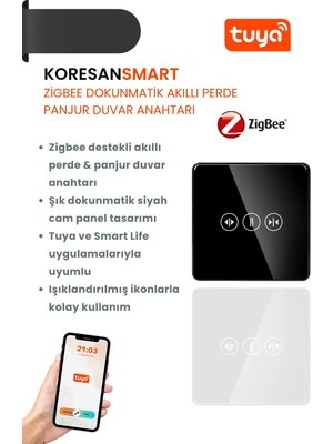 Koresan Tuya Zigbee Dokunmatik Akıllı Perde Panjur Duvar Anahtarı