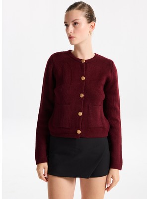 Fabrika Bordo Kadın Hırka F5WL-HRK0404