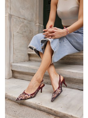 Angelina Jones Bilbao Kadın Bordo Leoapar Detay Mını Topuklu Ayakkabi