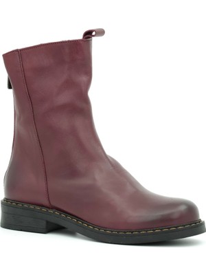 Tuna Hakiki Deri Fermuarlı Kadın Bot Kauçuk Taban - B257302