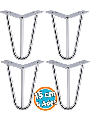 Nzb 4 Adet Mobilya Ayağı Üçgen Modern Tasarım Koltuk Sehpa Masa Tv Ünitesi Uyumlu 15 cm Gümüş Krom Metal