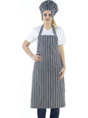 Desenli Askılı Önlük - 3004 Beyaz Çizgi