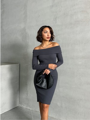 Madonna Yaka Kaşkorse Midi Boy Kalem Elbise 1.sınıf Kaşkorse Kumaş