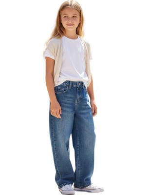 Kız Çocuk Wide Baggy Fit Geniş Paça Jean Pantolon