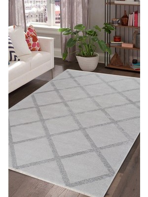 Meta Halı Rodney mt Çift Taraflı Yıkanabilir Premium Kalite Kilim Pamuk Dokuma Kaymaz Taban Açık Gümüş
