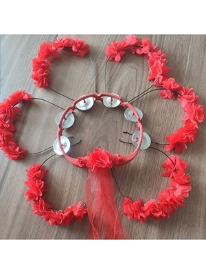 Evsay Kına Tacı ve Kına Malzemesi Lazer Güllü Kurdaleli Tef Vurmalı Çalgı Def Nedime Tacı