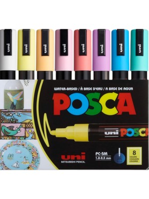 Uniball Posca 0.7 Su Bazlı Poster Markörü Soft Renk 8'li  (Uni-Pc-1mr) / 8c Sc Set
