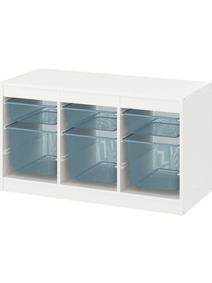IKEA Trofast Saklama Ünitesi Beyaz Gri Mavi 99 x 44 x 56 cm