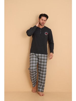 Wordex Flk 7014 Interlok Kışlık Ekose Pijamalı Erkek Pijama Takımı