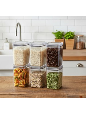 Geseus Dikdörtgen Hava Geçirmez Erzak Saklama Kabı 6 Adet 2100 ml