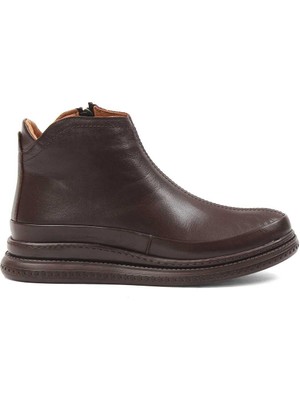 Celal Gültekin Kadın Kahverengi Fermuarlı Deri Bot