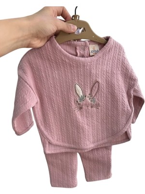 Joyola 15579 Kız Bebek Tavşan Nakışlı 2'li Takım