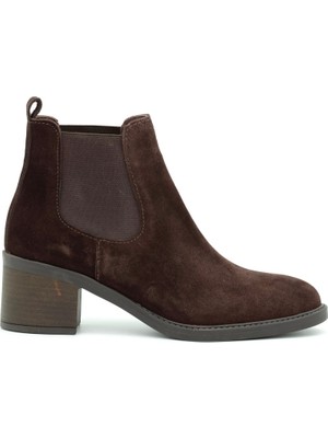 Tuna Hakiki Süet Deri Chelsea Model Kadın Bot Kauçuk Taban - B265960 Kahverengi Şıklık