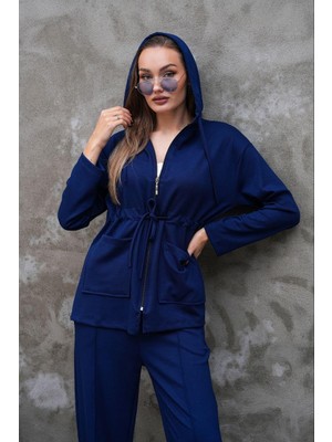 Elaxi Kadın Bel Büzgülü Cep Detaylı Fermuarlı Modal Ikili Takım