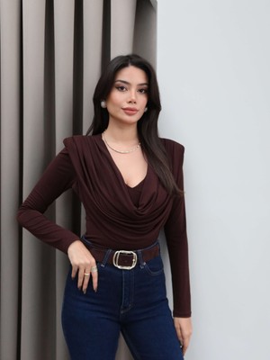 Esra Helvacı Ön Drapeli Uzun Kol Bluz