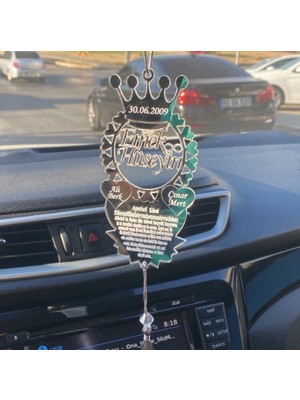 Olur O Zaman Kişiye Özel Ayet-El Kürsi Yazılı Tarihli Dikiz Aynası Süsü