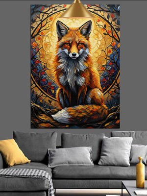 Karizma Tablo Ormanlık Alanda Oturan Sevimli Tilki Dekoratif Kanvas - Mdf Ahşap Tablo