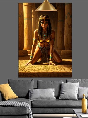 Artmeg Antik Elbise Giymiş Altın Kadın Heykeli Dekoratif Kanvas - Mdf Ahşap Tablo