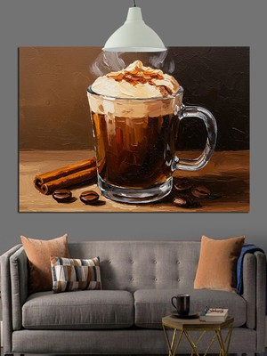Artmeg Sıcak Kahve Tarçın Köpük Dekoratif Kanvas - Mdf Ahşap Tablo