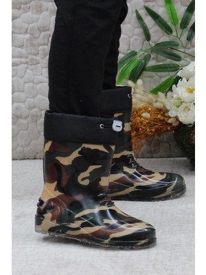 Fort 7061 Haki Kamuflaj Içi Peluşlu Su Geçirmez Erkek Çocuk Kar Yağmur Çizmesi