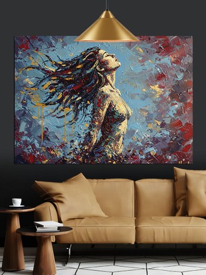 Karizma Tablo Kadın Saç Rüzgar Soyut Dekoratif Kanvas - Mdf Ahşap Tablo