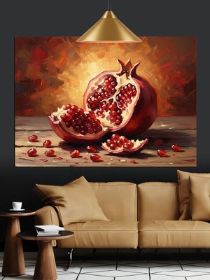 Açılmış Nar Meyvesi Detay Dekoratif Kanvas - Mdf Ahşap Tablo