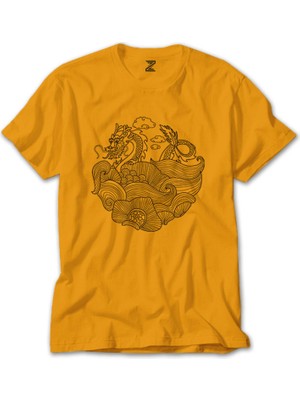 Dragon Pattern Sarı Tişört Liyada