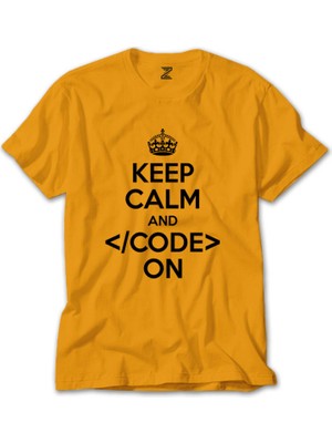 Keep Calm Code Sarı Tişört Liyada