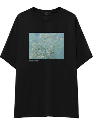 The Lucid Lab Almond Blossoms Oversize Tişört - Siyah