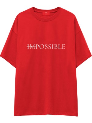 The Lucid Lab Impossıble  Oversize Tişört - Kırmızı