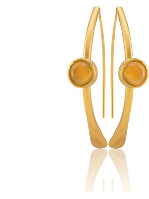 Kadir Jewellery 22 Ayar Altın Kaplama Kadın Taşlı Küpe -El Işçiliği ve Hipoalerjenik Küpe
