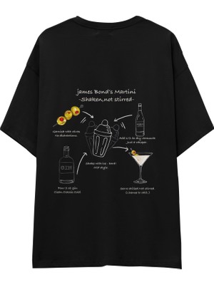 The Lucid Lab James Bond's Martini Oversize Tişört - Siyah
