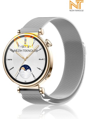 Nezih Case Huawei Watch Gt4 / Gt5 / Gt6 41mm Uyumlu 18MM Mıknatıslı Milanes Örgü Hasır Metal Kordon