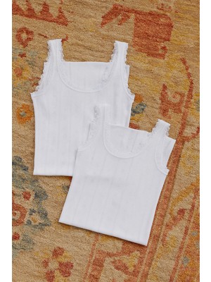 Alissa Kadın %100 Pamuklu Jakarlı Yumuşak Kumaş Kalın Askılı 2'li Atlet Wİ3K13LK5E.2L