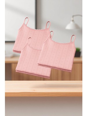 Alissa Kadın %100 Pamuklu Jakarlı Yumuşak Kumaş Pudra Ip Askılı 3'lü Atlet Wİ3K13LK4E.3L