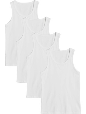 Alissa %100 Pamuklu 4'lü Klasik Beyaz Erkek Atlet W.u.o1.k.0k.a3.k.0o.t.a4