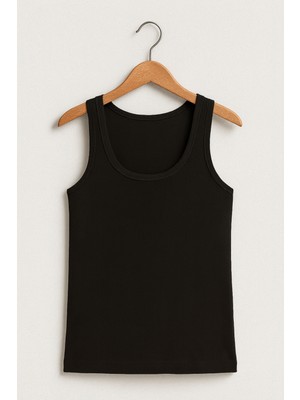 Alissa Erkek %100 Pamuklu Siyah 2'li Double Ribana Kaşkorse Atlet W2İ2K3L0KK