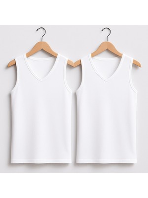 Alissa Erkek Likralı %100 Pamuklu Ribana 2'li V Yaka Kolsuz Body W2İK1L1KK9E.2LI