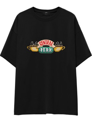 The Lucid Lab Central Perk / Friends Oversize Tişört - Siyah