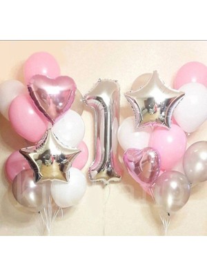 Sinda Kalp Yıldız Konsepti - Doğum Günü Seti - Yaş Günü Renkli Balon Partisi Seti