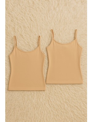 Alissa Kadın Pamuklu Likralı Pedli Ip Askılı Penye 2'li Atlet W6K3K4T9KA