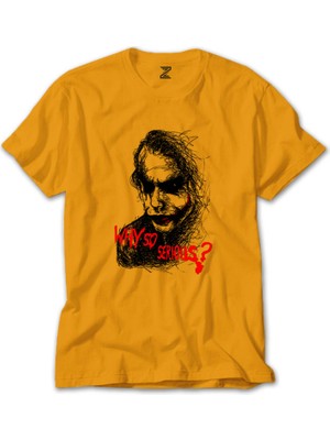 Joker Drawing Face Why So Serious Sarı Tişört Liyada