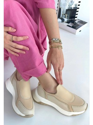 Butik Kendy Bej Cilt Spor Ayakkabı
