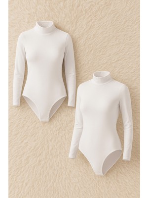 Alissa Kadın Pamuklu Likralı Penye Uzun Kol Boğazlı 2'li Çıtçıtlı Body W6K1K8T1KA