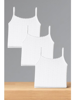 Alissa Kadın %100 Pamuklu Jakarlı Yumuşak Kumaş Beyaz Ip Askılı 3'lü Atlet Wİ3K13LK4E.3L