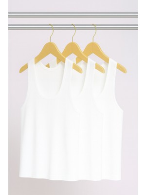 Alissa Erkek Likralı Bambu Beyaz 3'lü Atlet Wİ2K7L1K9K.3L