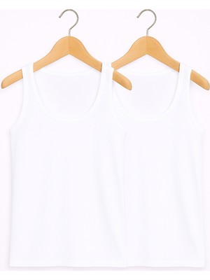 Alissa Erkek %100 Pamuklu Beyaz 2'li Ribana Atlet W2İ2K2L9KK