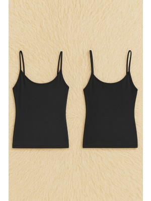 Alissa Kadın Pamuklu Likralı Ip Askılı Penye 2'li Atlet W6K0K1T8KA